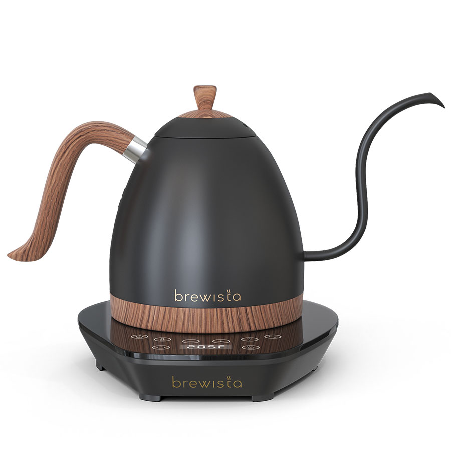 Brewista Artisan 0.6L Gooseneck Variable Kettle - Matte Black - Wood Accents