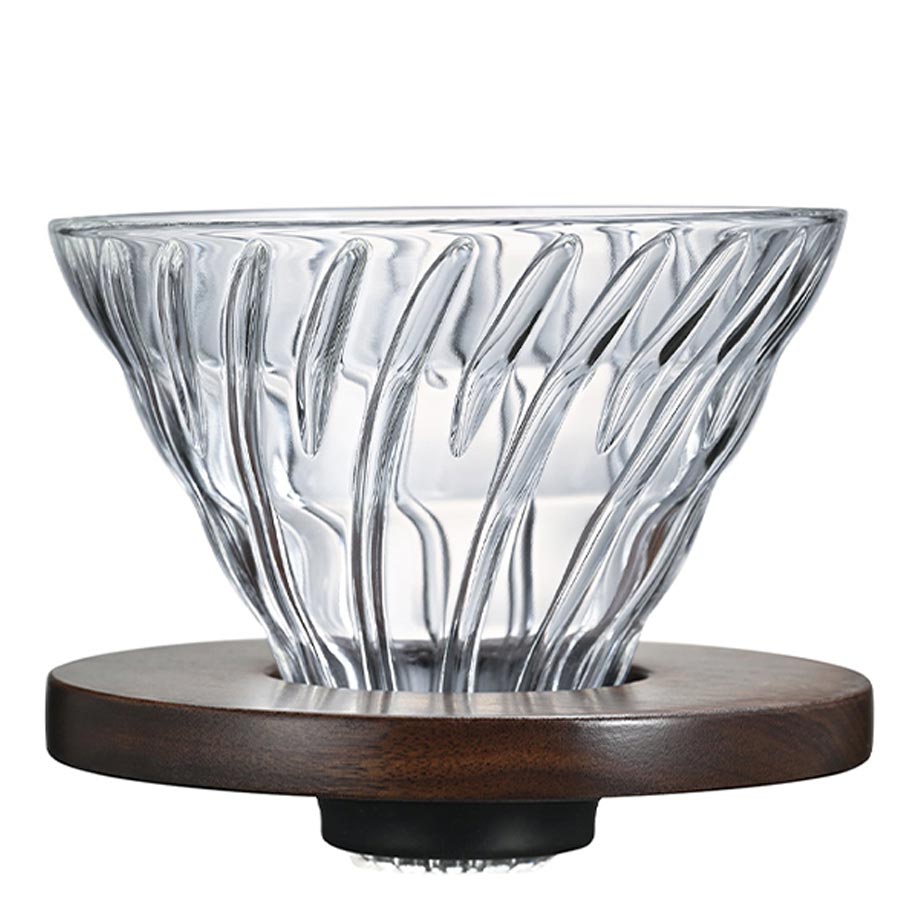 Glass Coffee Dripper V60 02 - Walnut Wood